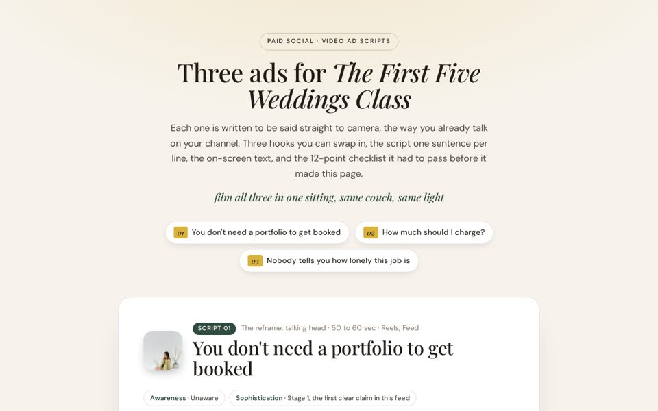Video ad scripts preview
